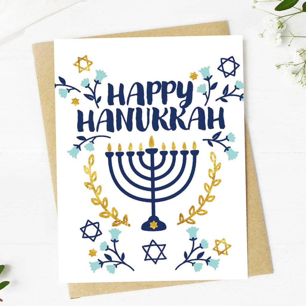 "Happy Hanukkah" Star of David Holiday Greeting Card