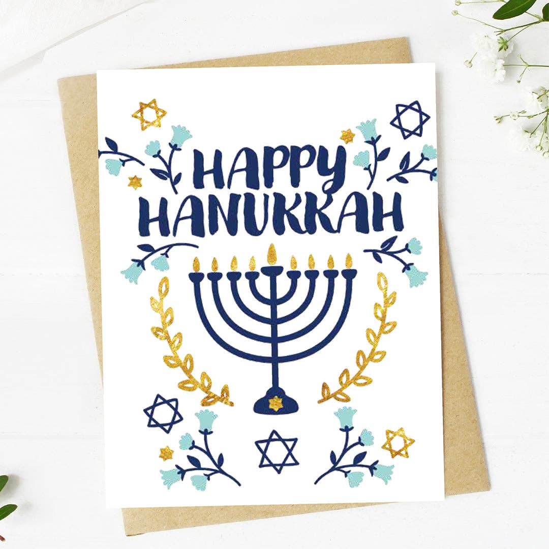 "Happy Hanukkah" Star of David Holiday Greeting Card