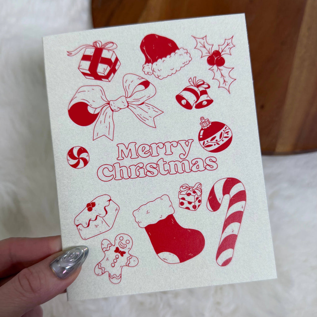 "Merry Christmas" Red Christmas Icons Card