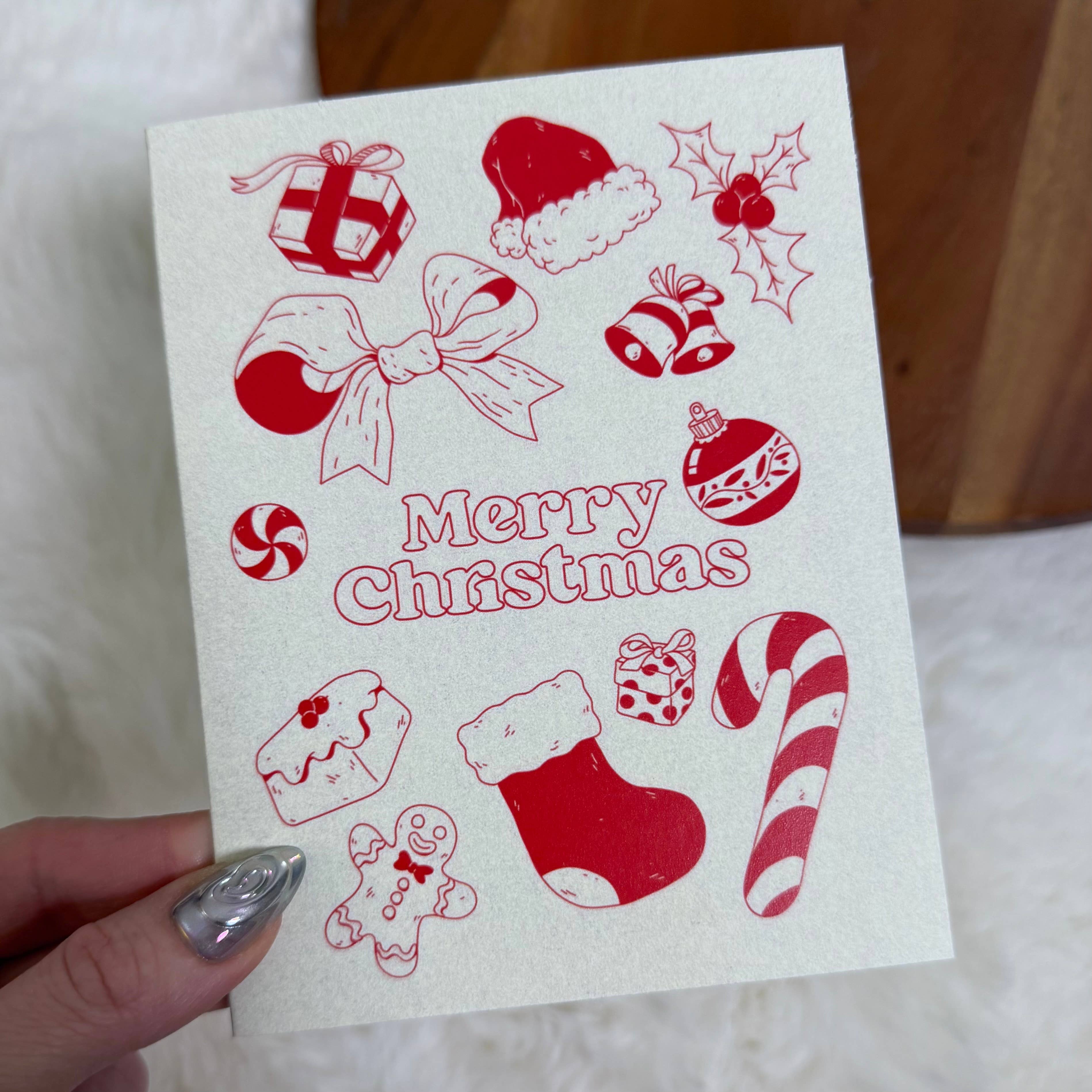 "Merry Christmas" Red Christmas Icons Card