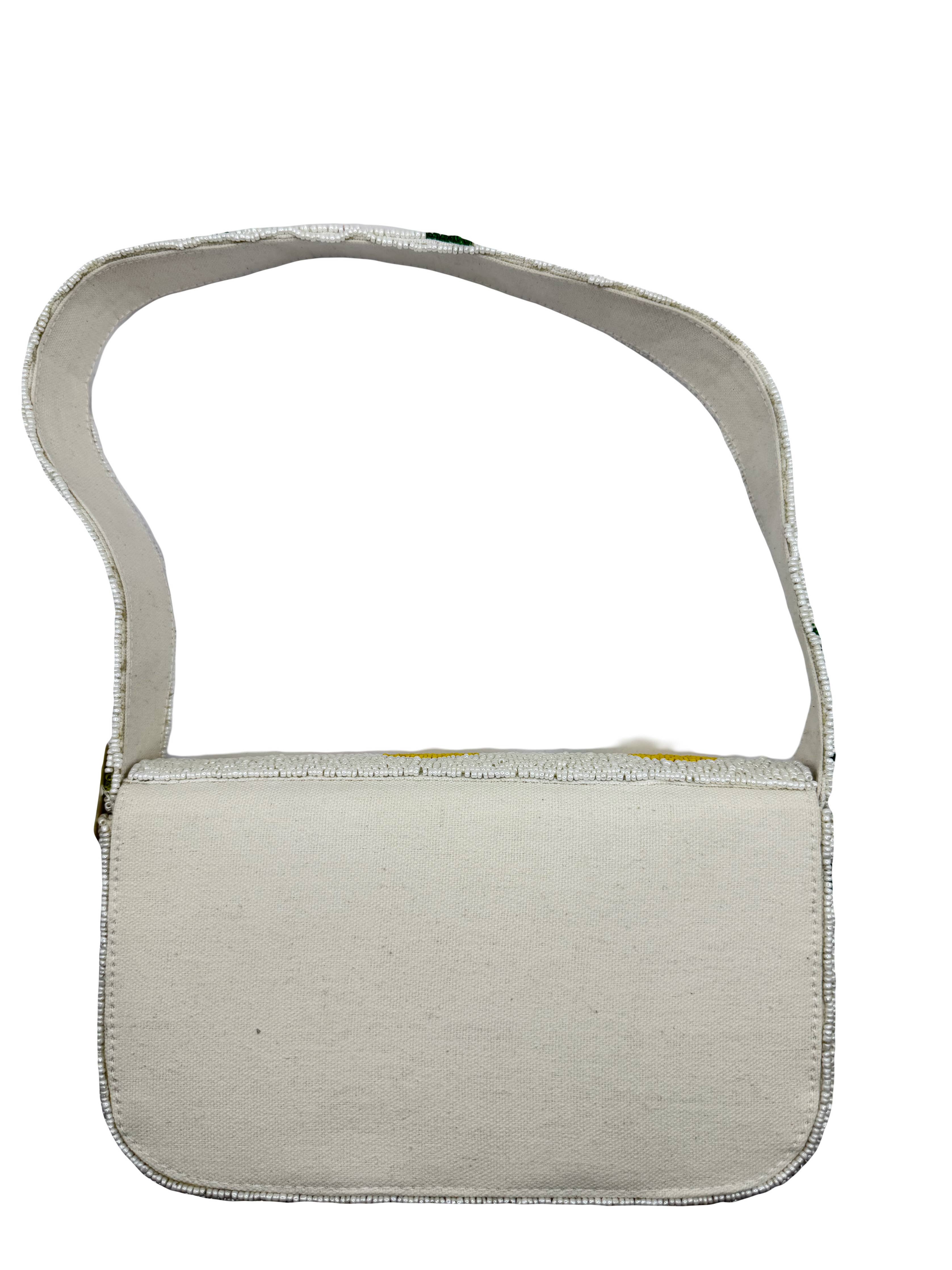 Lemon Beaded Shoulder Bag