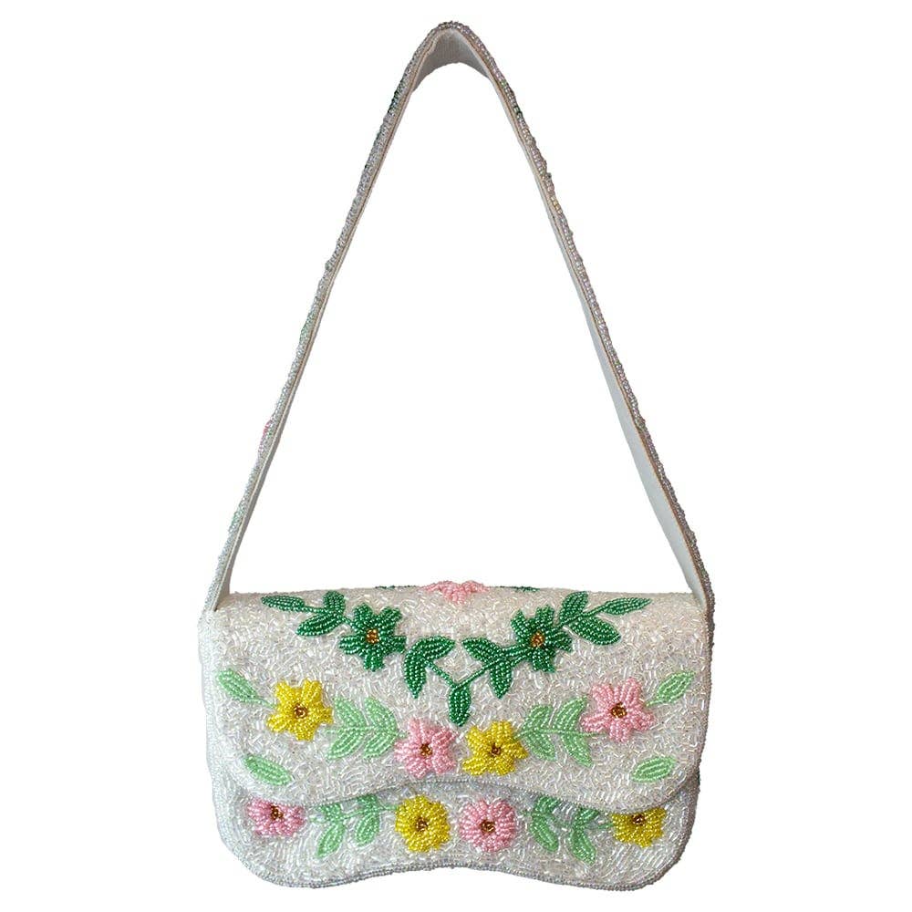 Floral Beaded Shoulder Bag
