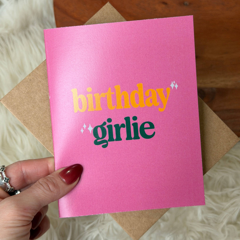 Birthday Girlie Pink Text Greeting Card