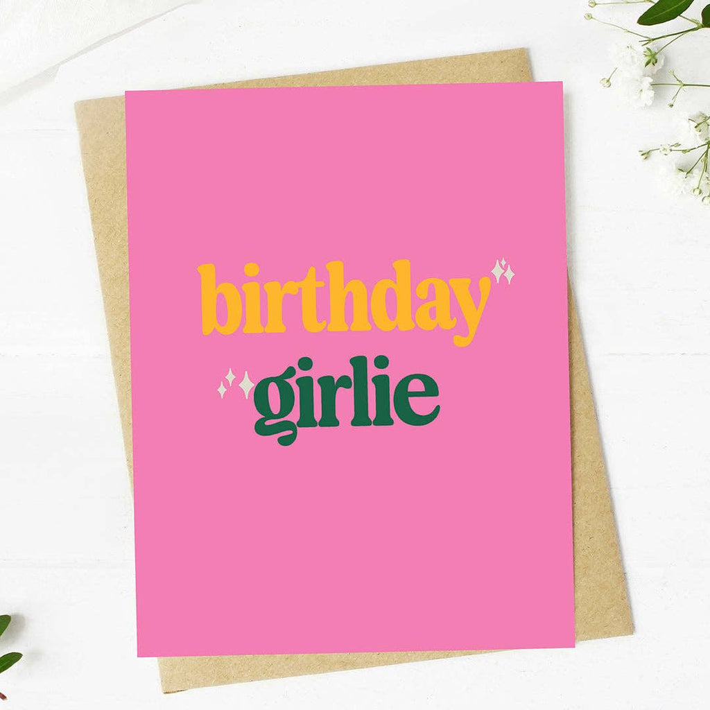 Birthday Girlie Pink Text Greeting Card