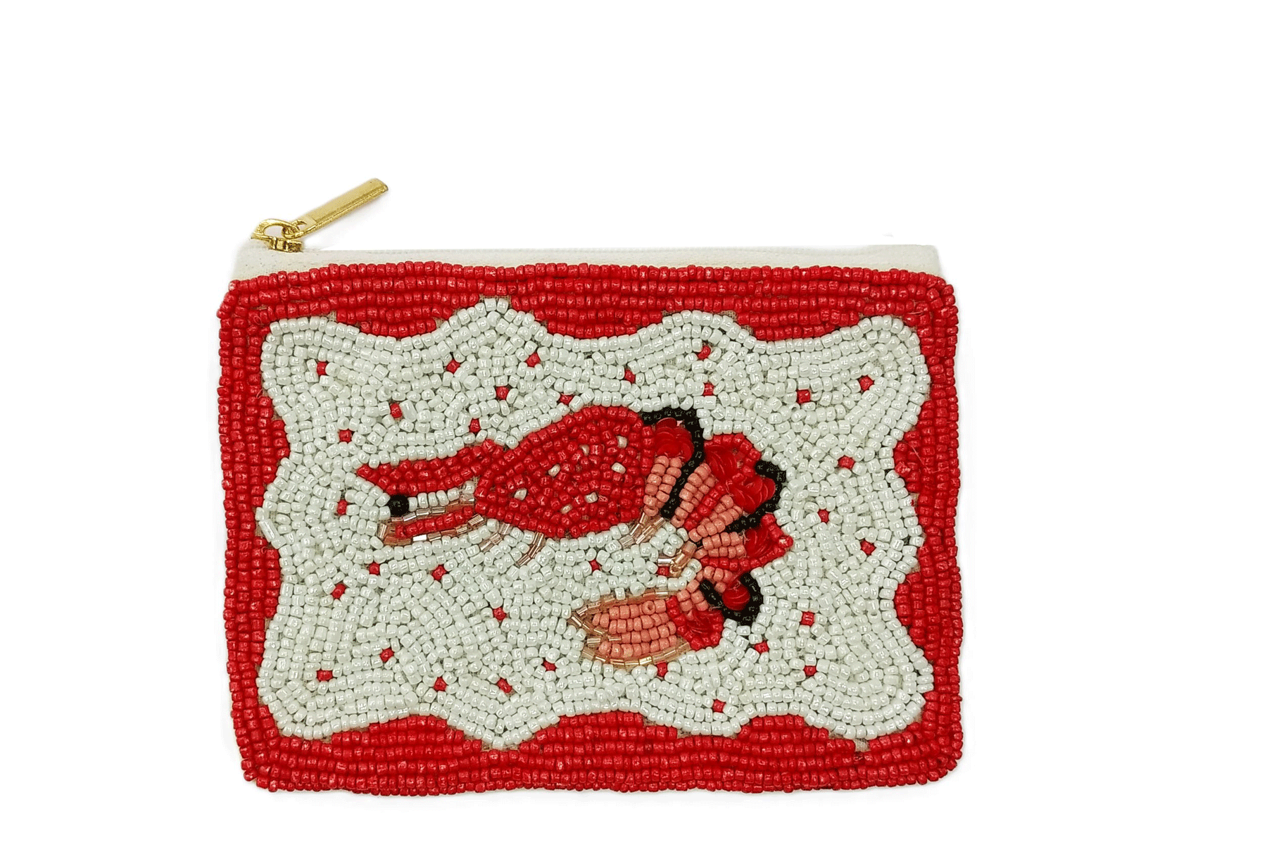 Shrimp Beaded Coin Purse