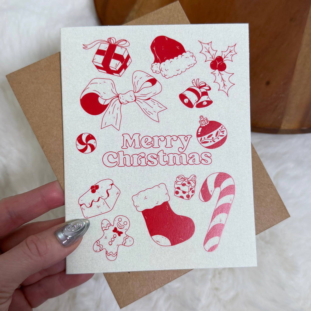 "Merry Christmas" Red Christmas Icons Card
