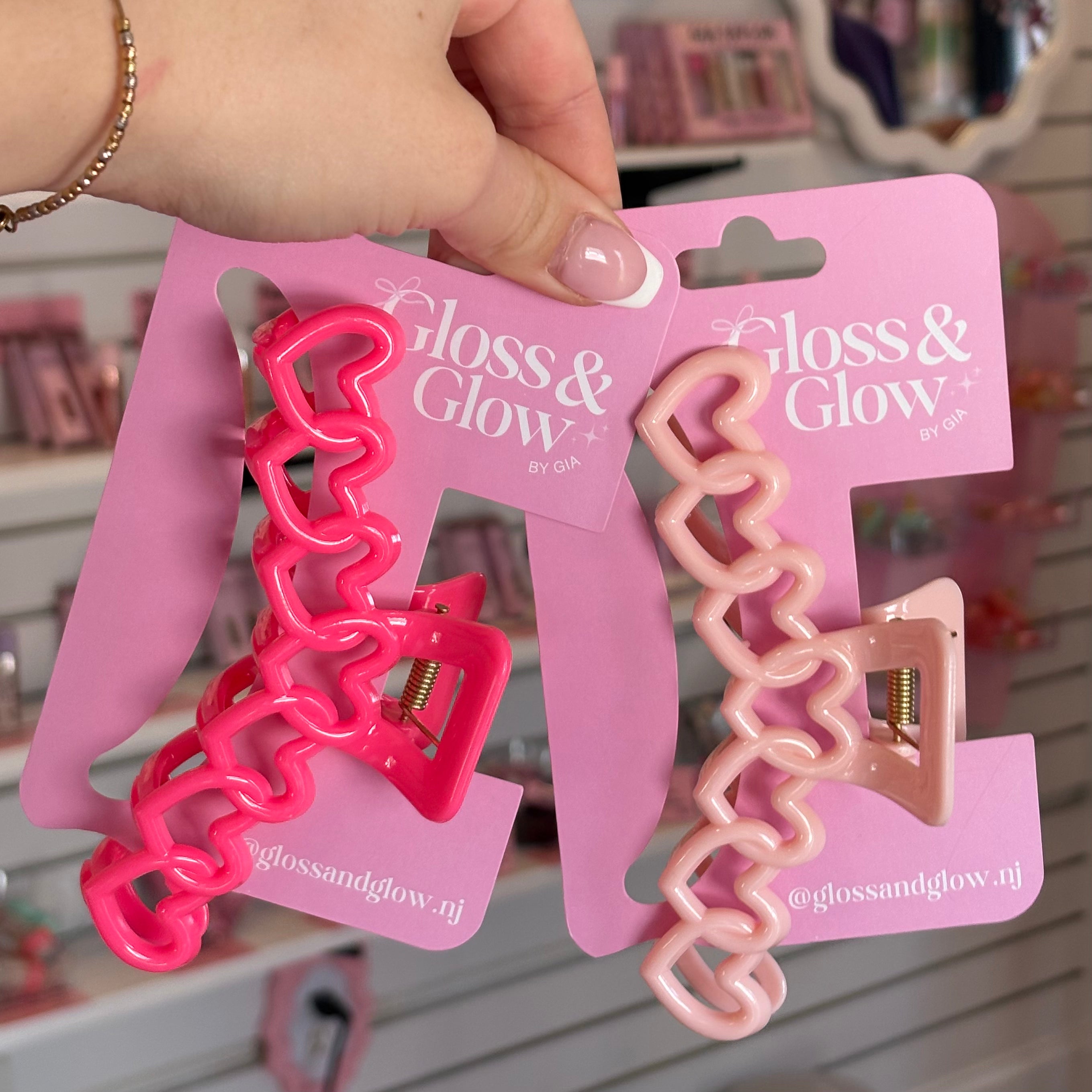 Pink Hearts Claw Clip
