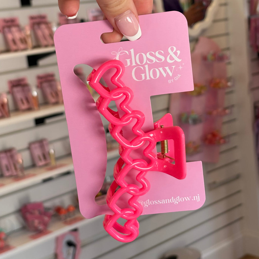 Pink Hearts Claw Clip
