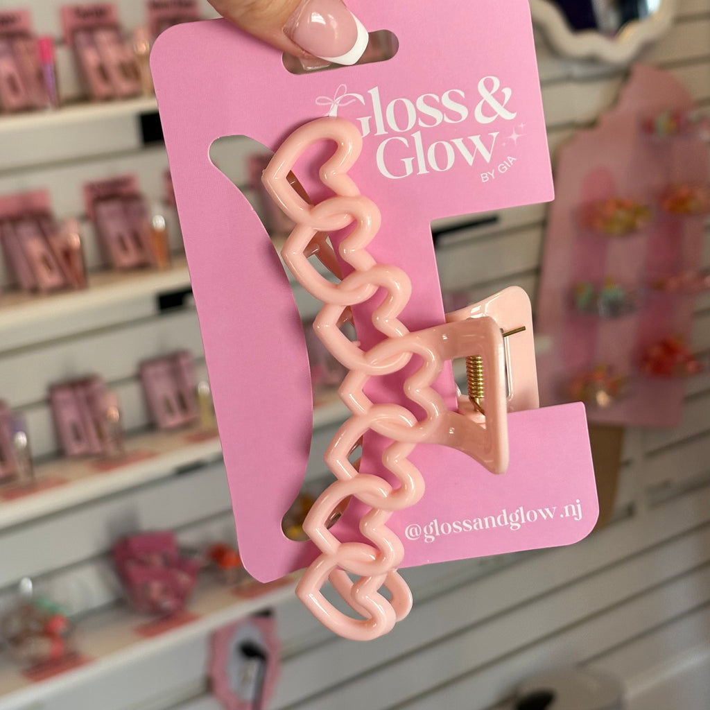 Pink Hearts Claw Clip