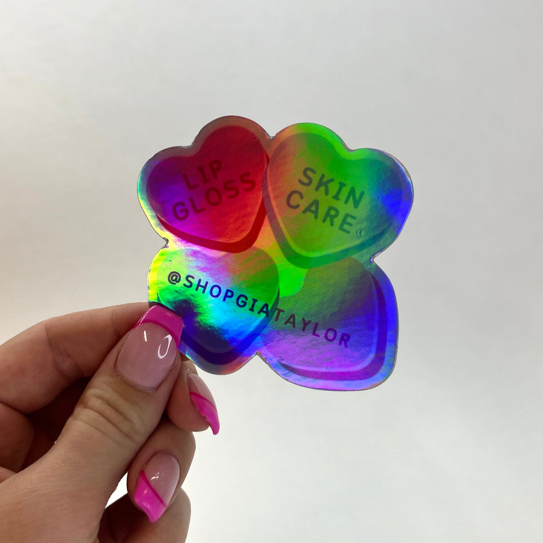 Valentine's Rainbow Holographic Sticker