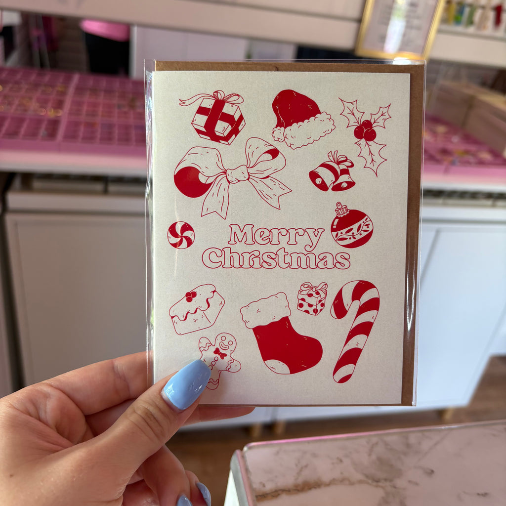 "Merry Christmas" Red Christmas Icons Card