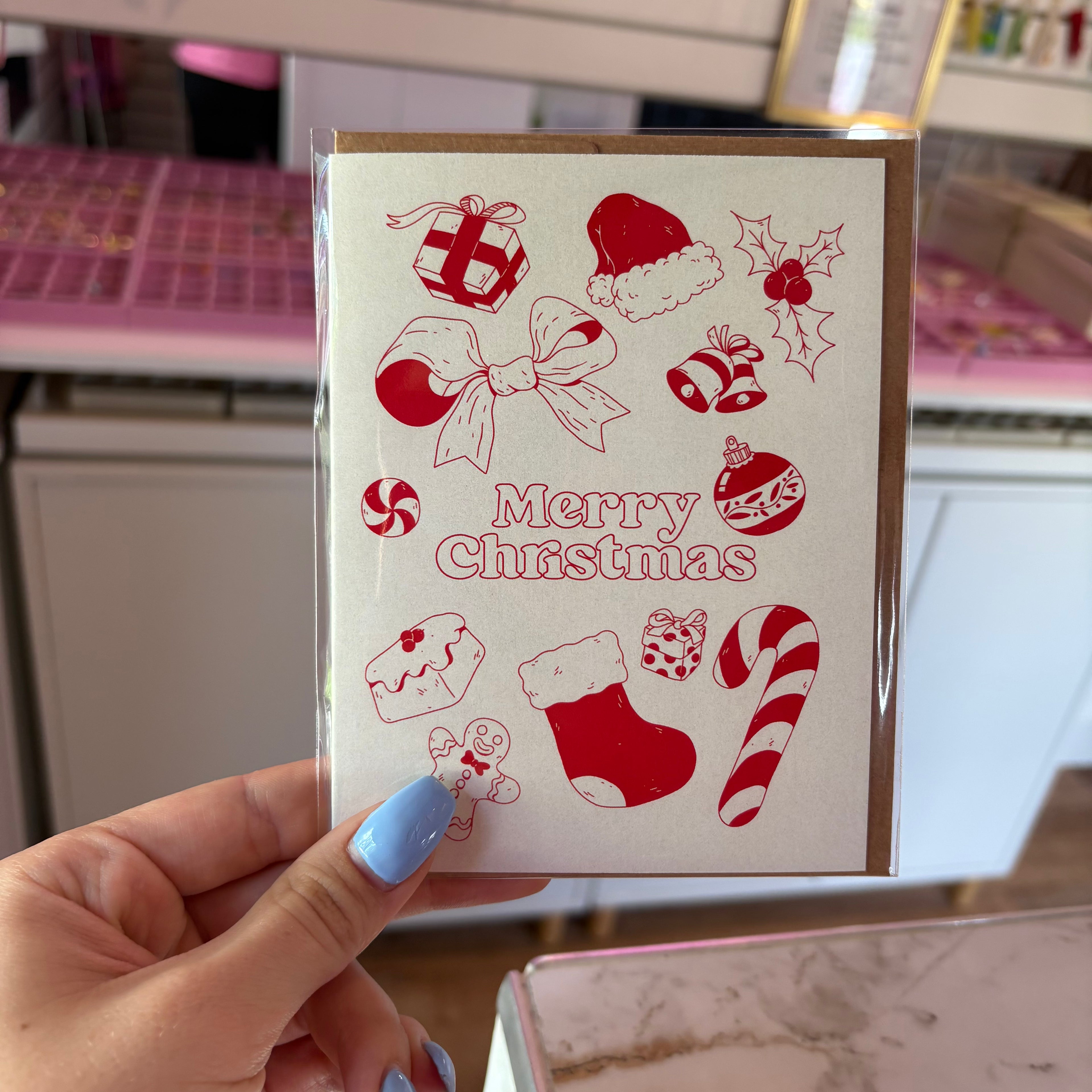 "Merry Christmas" Red Christmas Icons Card