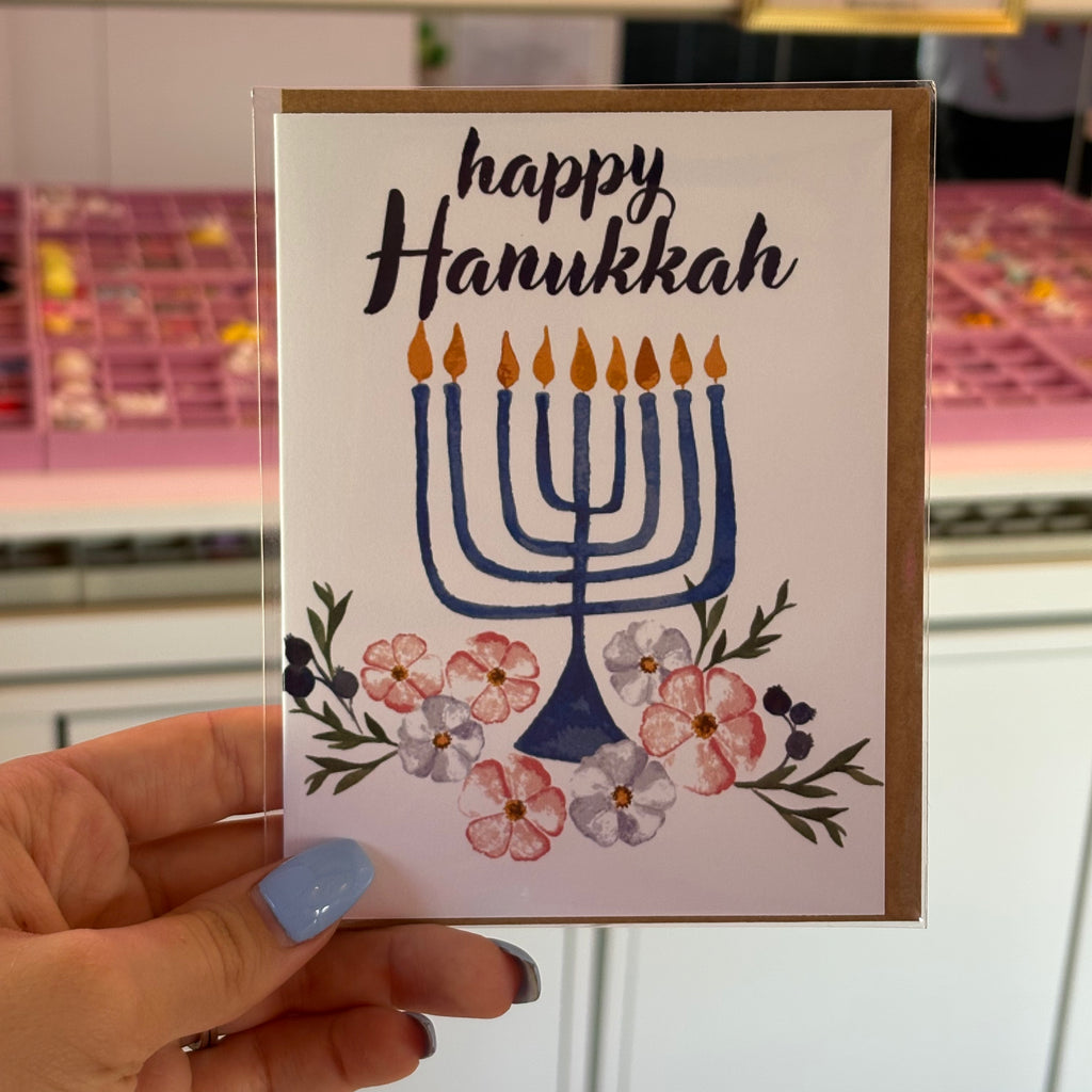"Happy Hanukkah" Floral Greeting Card