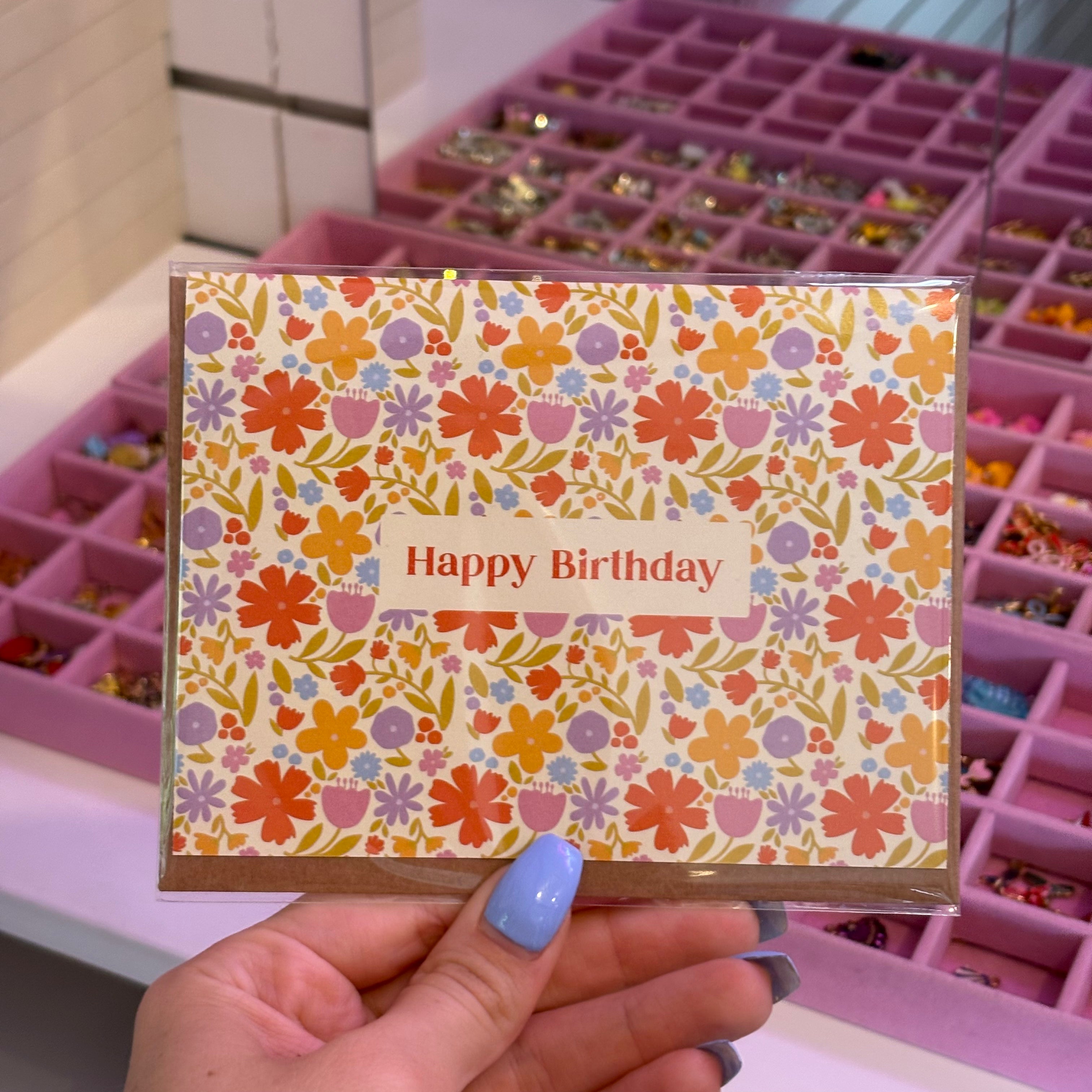 "Happy Birthday" Floral Greeting Card