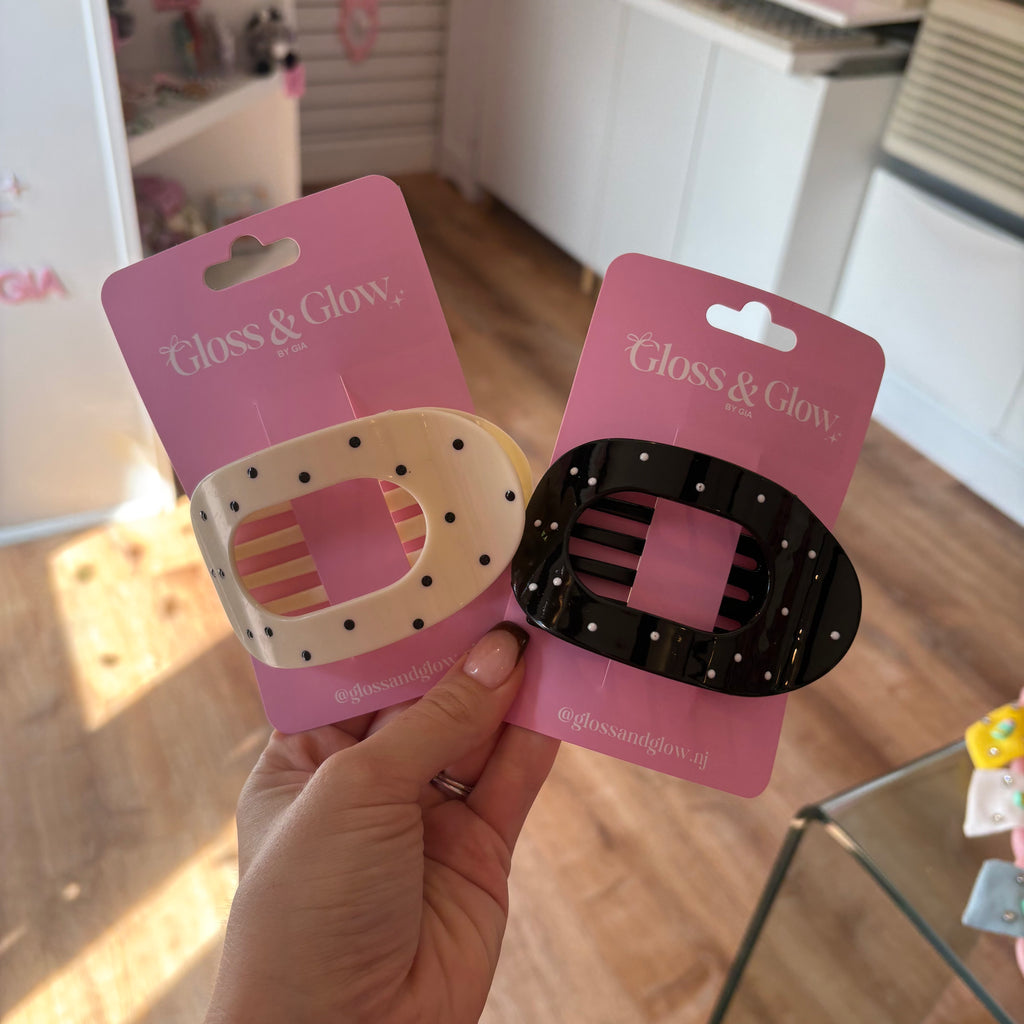 Polka Dot Oval Flat Hair Clip