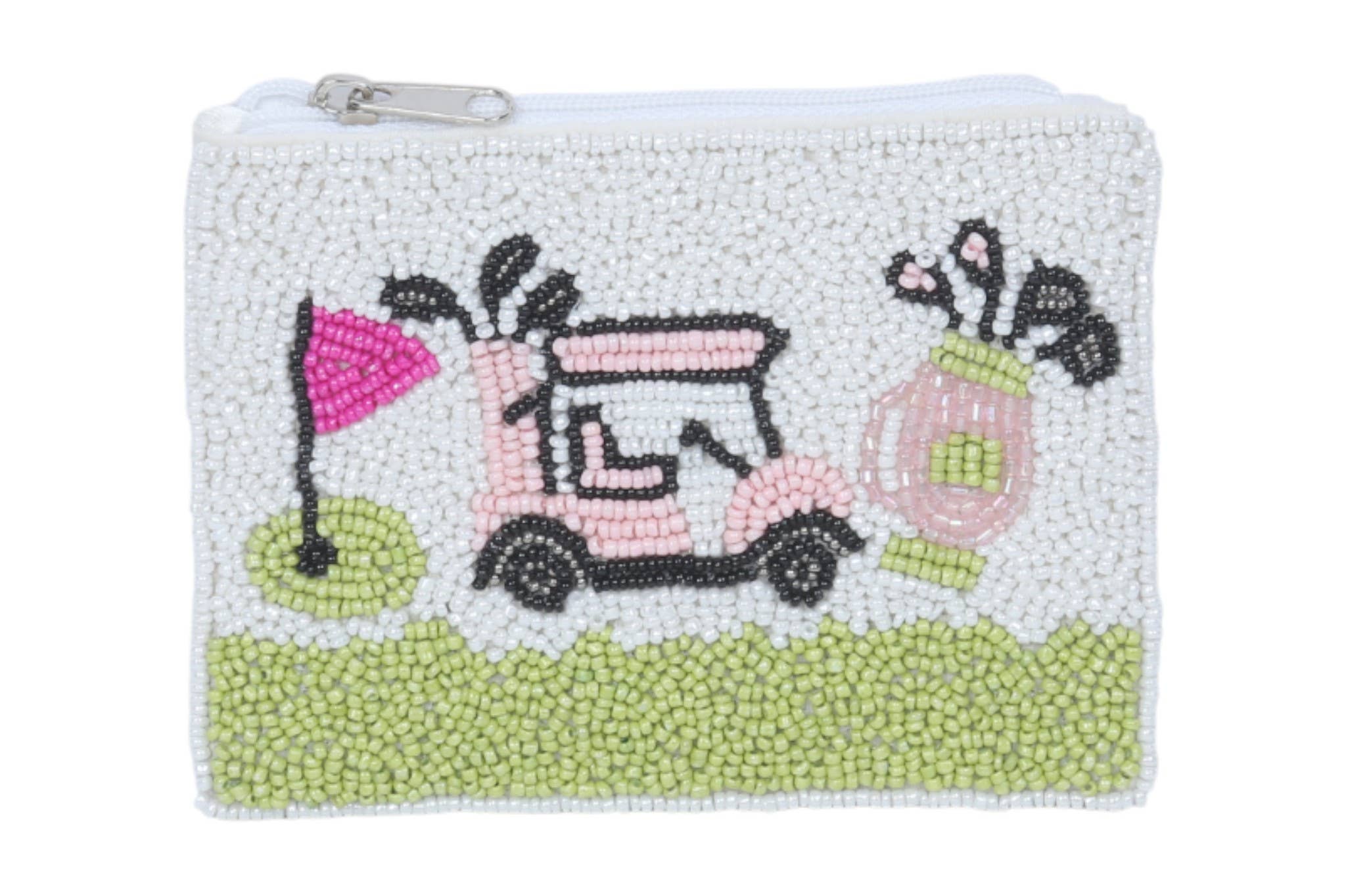 Golf Cart Beaded Coin Purse