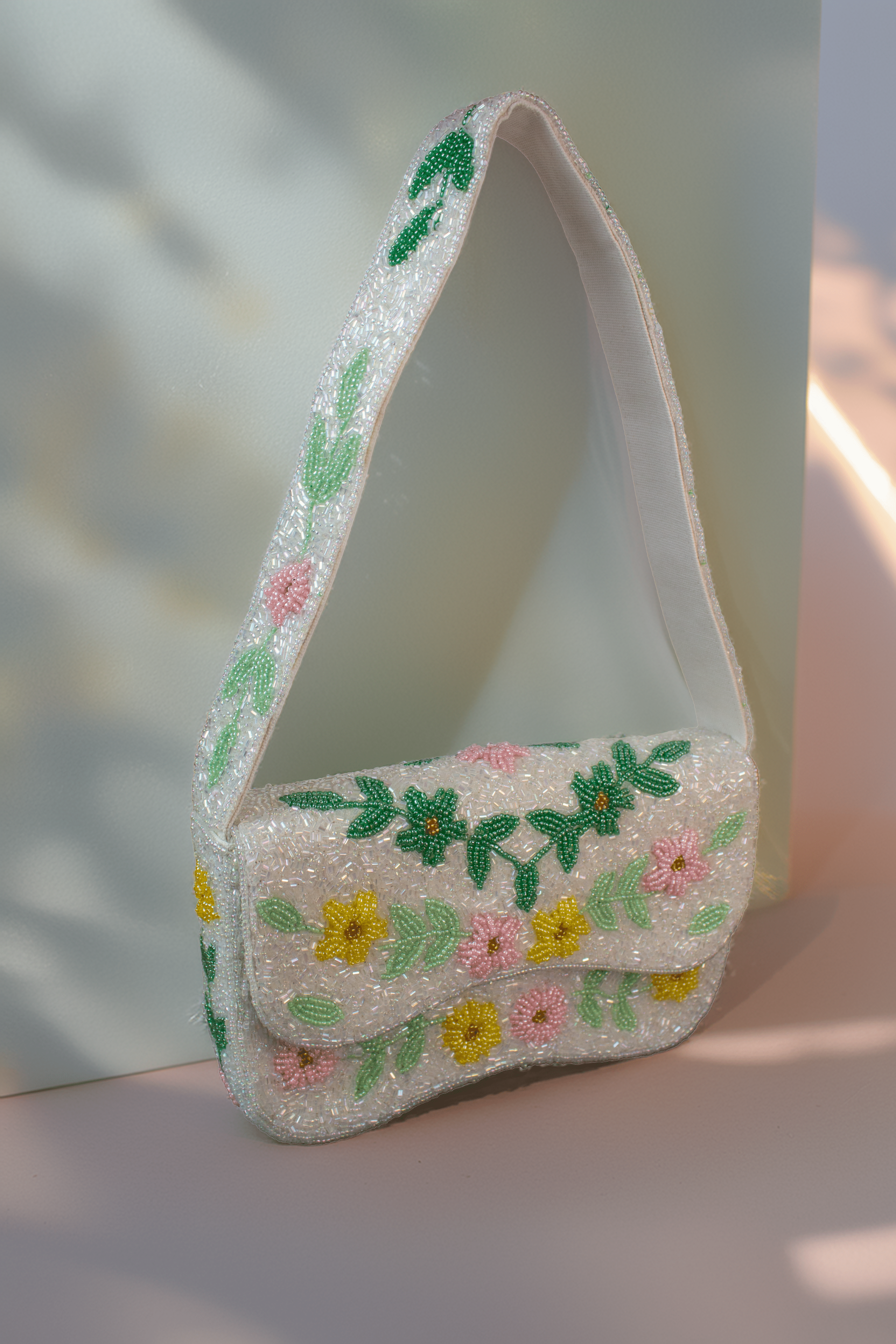 Floral Beaded Shoulder Bag
