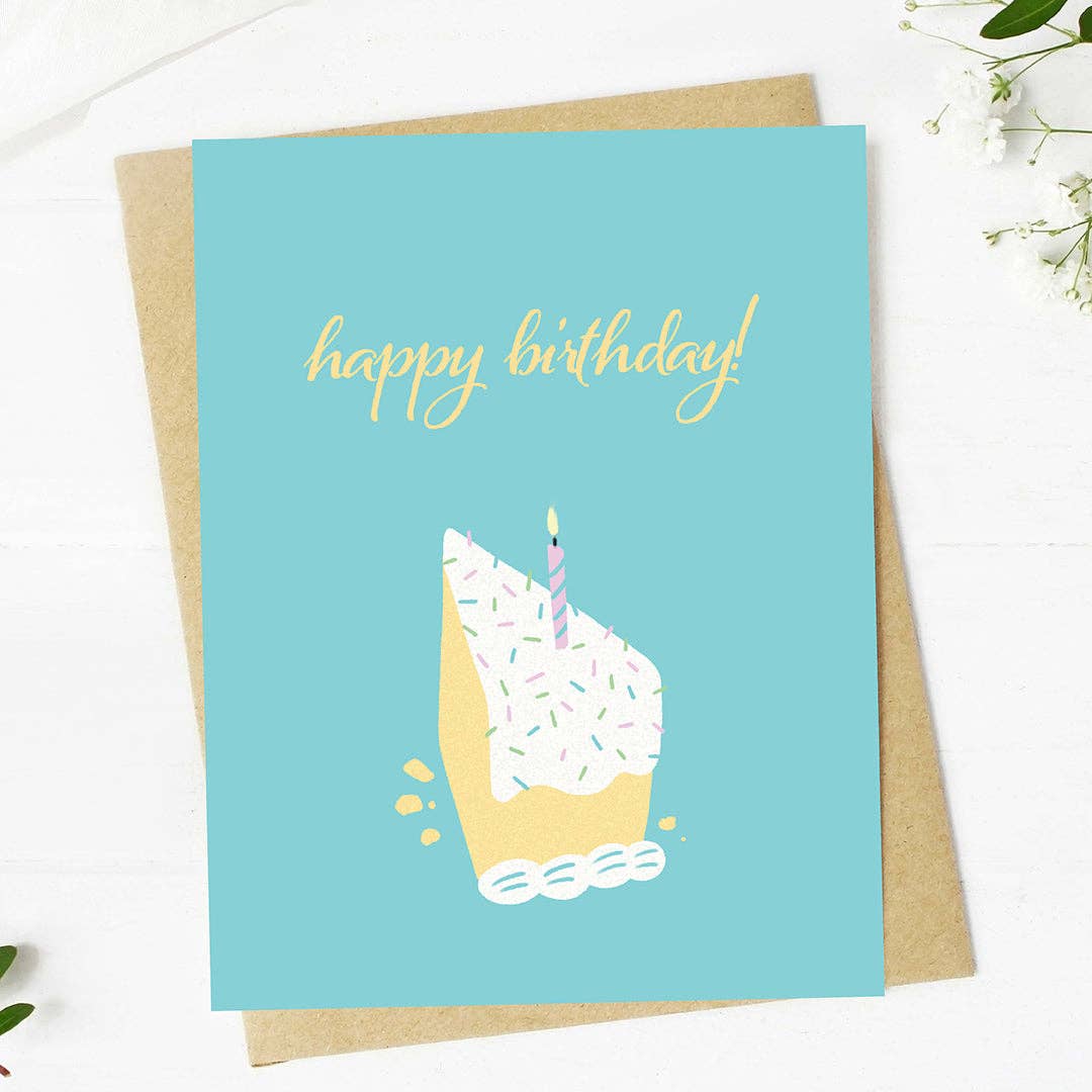 Happy Birthday Cake Slice Greeting Card