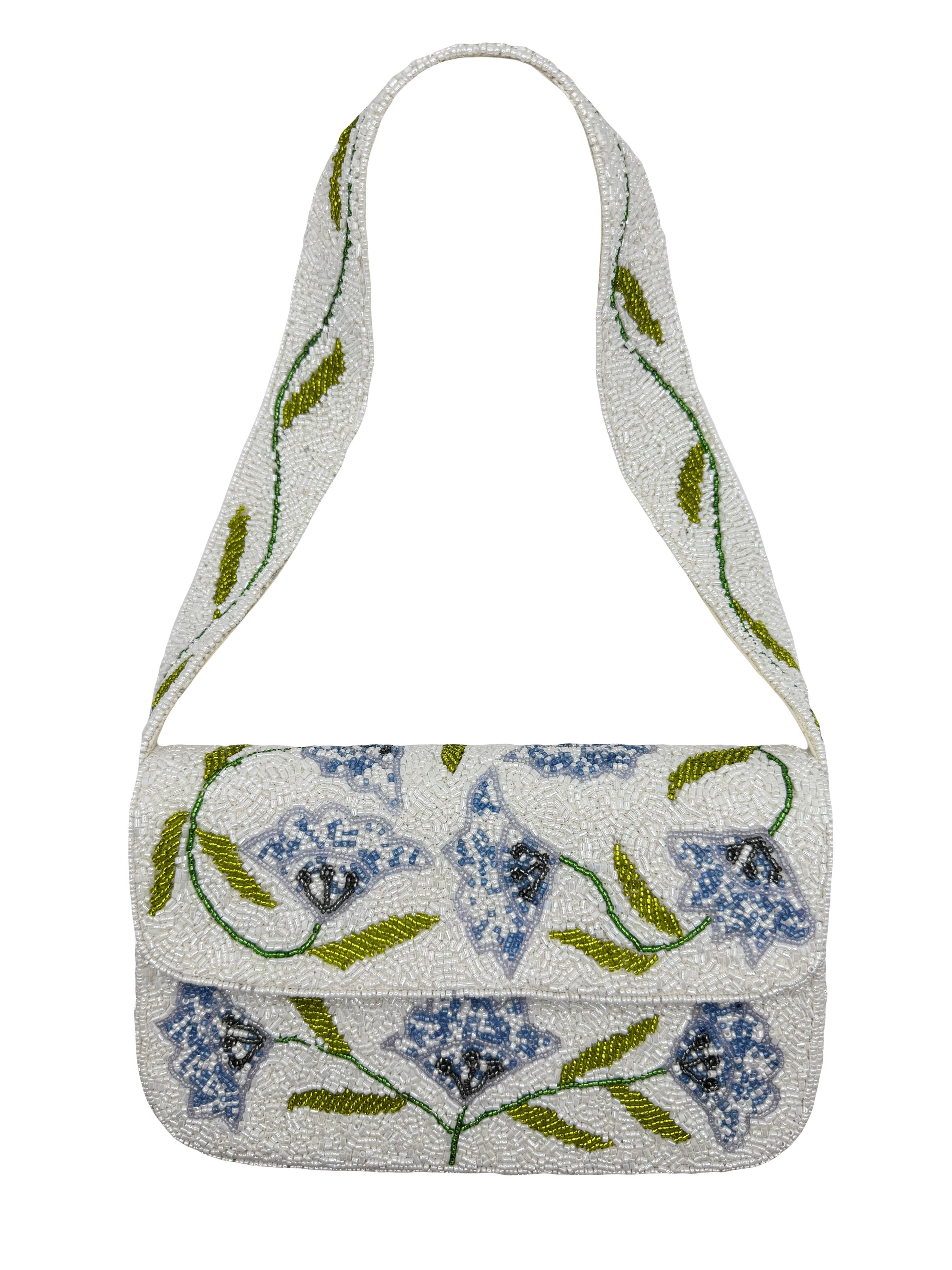 Hydranges Beaded Shoulder Bag